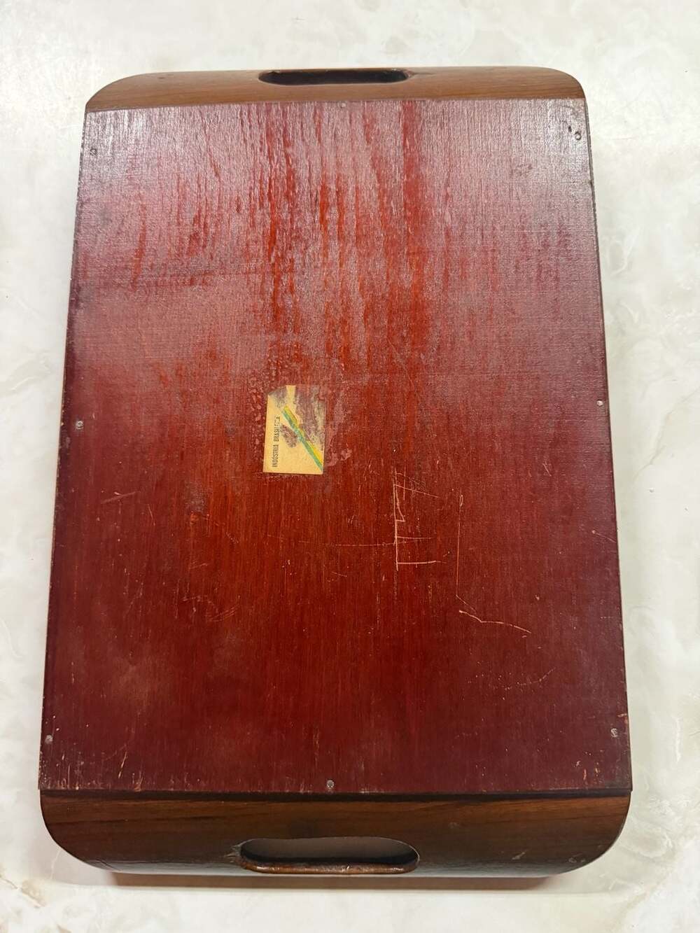 Vintage Brazilian Blue Morpho Butterfly Wing Serving Tray with Inlaid Wood Frame - Picture 7 of 9